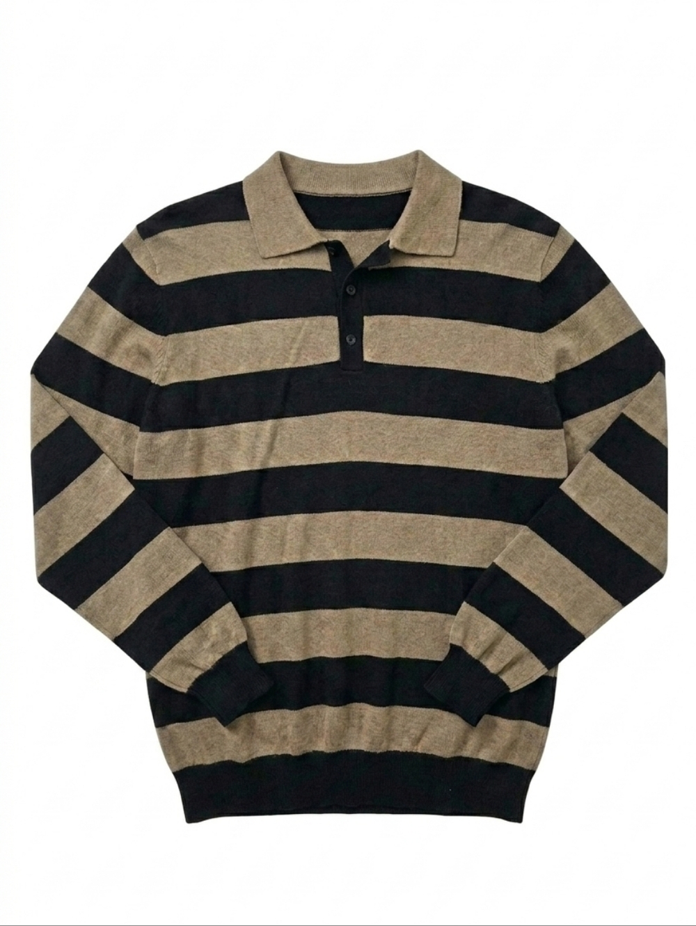 MEN'S ​- Good Man Brand 100% Merino Wool Striped Long Sleeve Polo Sweater